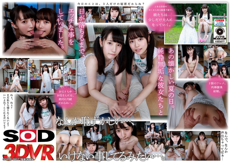 【中出し×】【VR】マセガキ娘とウブ娘。駄菓子屋の奥に仲良し2人組を連れ込んで、セミの声をかき消すほどに喘がせた3P！|SODクリエイト